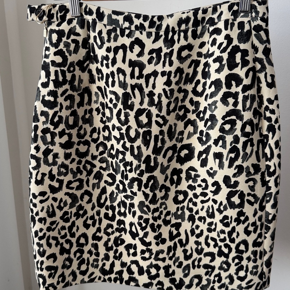 Chloe Black and Cream Leopard-Print Pencil Skirt Size 6 - Picture 3 of 8
